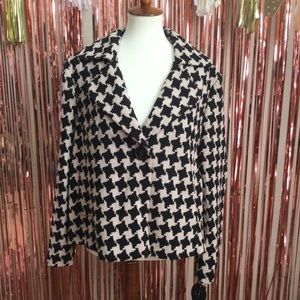 Nine West Black & Cream Houndstooth Blazer
